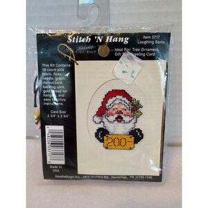 NeedleMagic Stitch N Hang Laughing Santa Counted Cross Stitch Kit 3717 Vintage